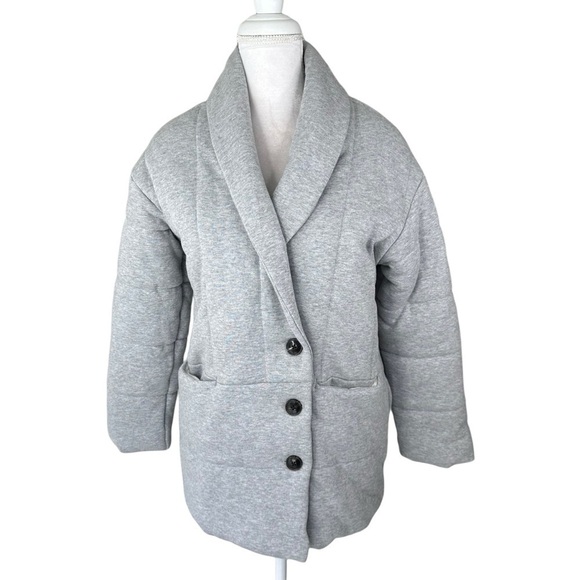 NWOT Madewell sweatshirt puffer blazer jacket gray blanket coat shawl swuffer XS - Picture 7 of 16
